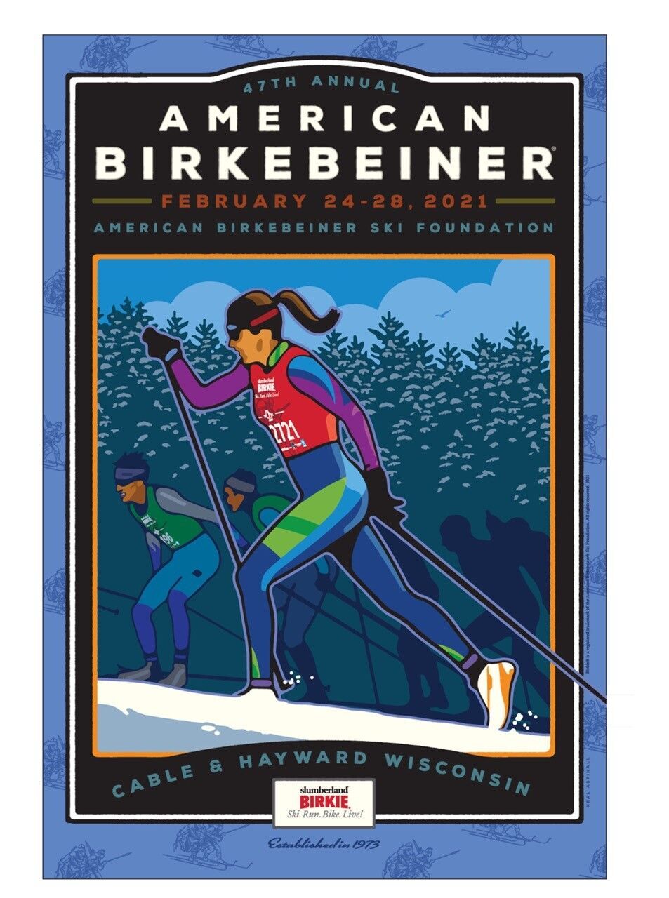2021 American Birkebeiner Poster by Neal Aspinall
